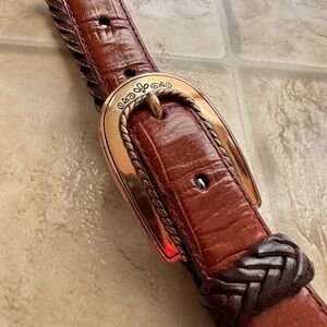 Brighton Women’s Brown Braided Belt with Rose Gold Hardware Size 26 XS